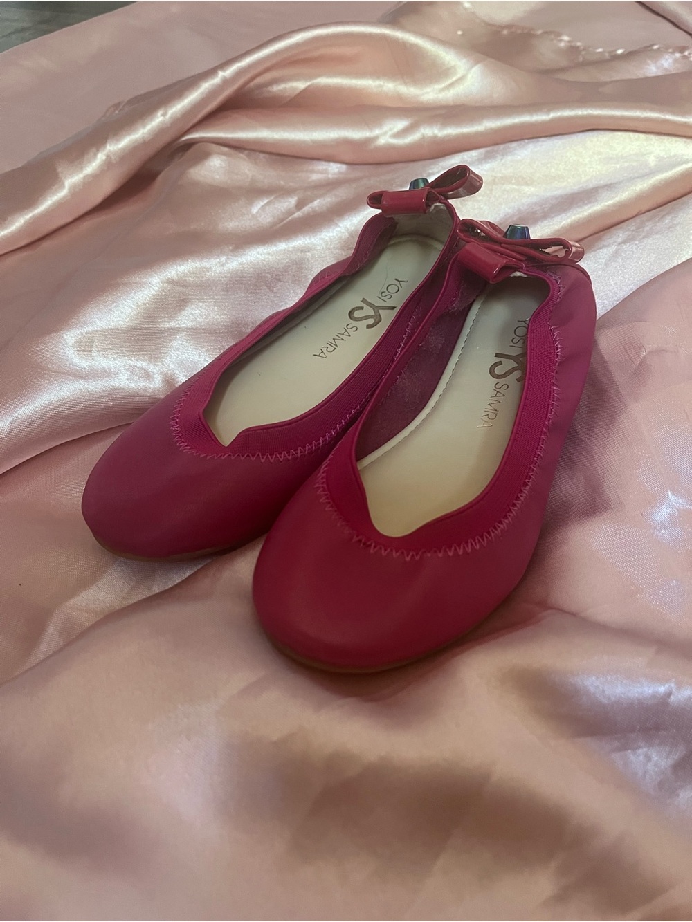 Yosi Samra Hot Pink Ballet Flats with Ankle Bow